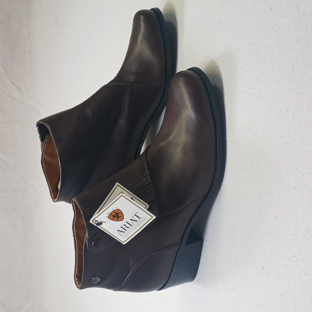 Ariat Boots Womens 9  Dark Brown Ankle Leather Side Snap Western NWT